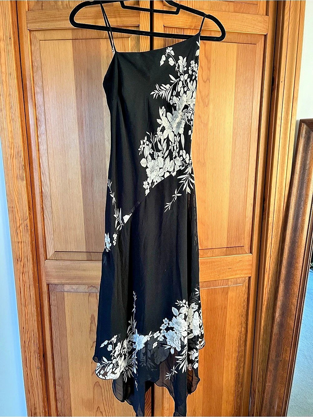 Vintage Y2K B. Moss Floral High-Low Dress Black & White Like New